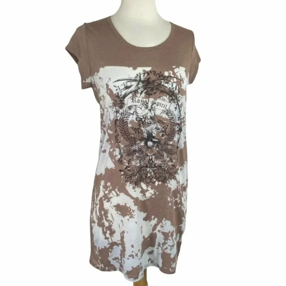 Judy Knapp VTG L brown/white tie‎ dyed Dress